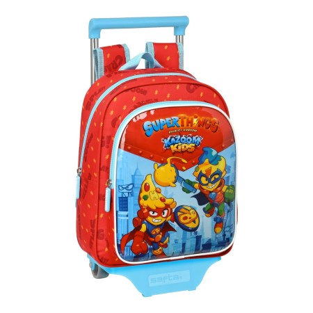 Cartable à roulettes SuperThings Kazoom Kids Rouge Bleu clair (27 x 33 x 10 cm)