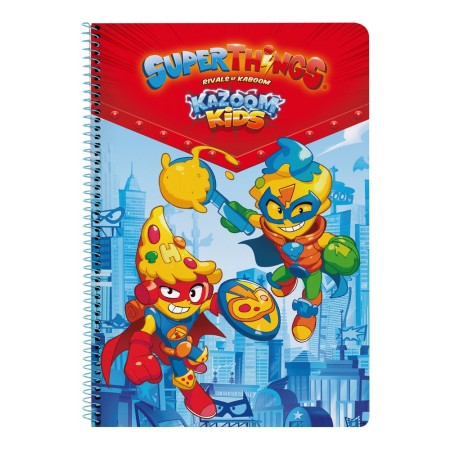 Cahier à Spirale SuperThings Kazoom kids Rouge Bleu clair A4