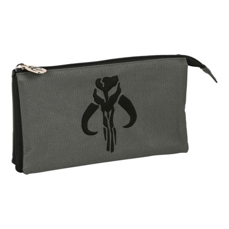 Trousse d'écolier The Mandalorian Noir Gris (22 x 12 x 3 cm)