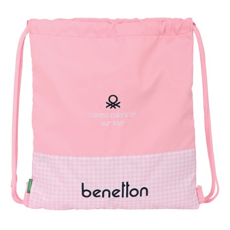 Sac à dos serré par des ficelles Benetton Vichy Rose (35 x 40 x 1 cm)