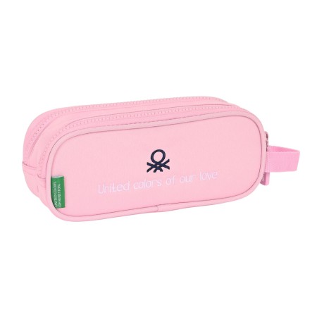 Trousse Fourre-Tout Double Benetton Vichy Rose (21 x 8 x 6 cm)