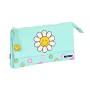 Trousse Fourre-Tout Triple Smiley Summer fun Turquoise (22 x 12 x 3 cm)