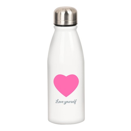 Bouteille d'eau Safta Love Yourself Blanc Rose Métal (500 ml)