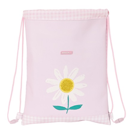 Sac à dos serré par des ficelles Safta Flor Rose Blanc (26 x 34 x 1 cm)
