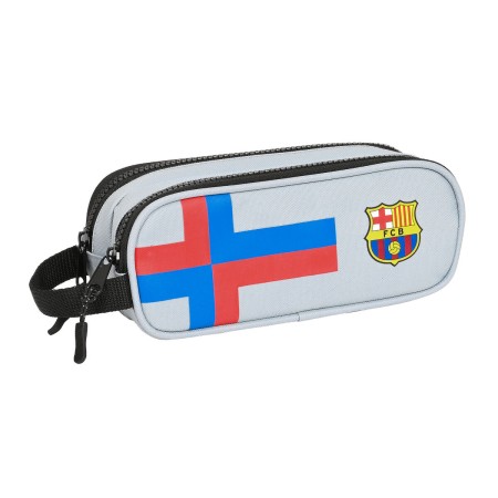 Trousse Fourre-Tout Double F.C. Barcelona Gris (21 x 8 x 6 cm)