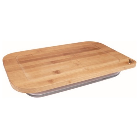 Plateau San Ignacio Verre Couvercle Marron Bambou 2,9 L (41 x 25,3 x 1,5 cm) (2 pcs)