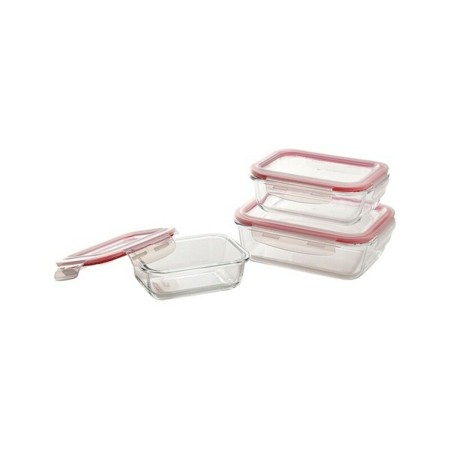 Ensemble de Boîtes à Lunch Bergner Rouge Verre Borosilicaté (3 pcs)