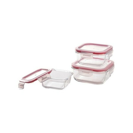 Ensemble de Boîtes à Lunch Bergner Verre Borosilicaté Rouge (3 pcs)