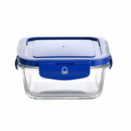 Boîte à lunch hermétique Benetton Bleu Plastique Verre Borosilicaté (570 ml)