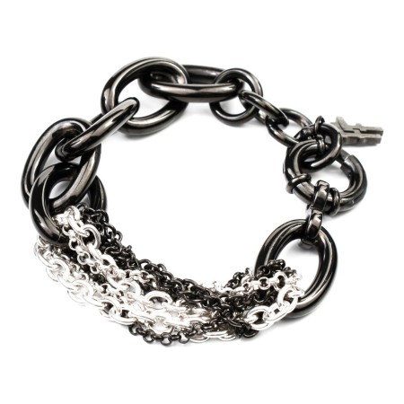 Bracelet Femme Folli Follie 1B14T064KA Noir Argent 925 (10 cm)