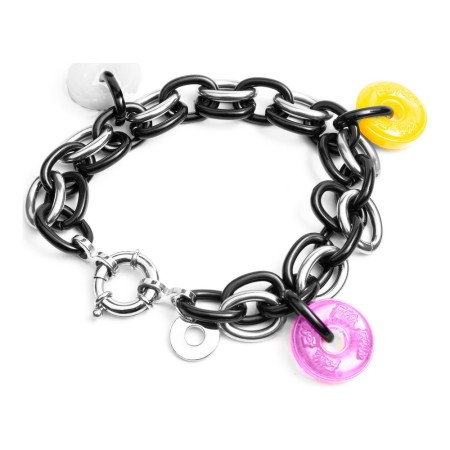 Bracelet Femme Folli Follie BA1B003SK-ABR Noir Acier inoxydable (23 cm)