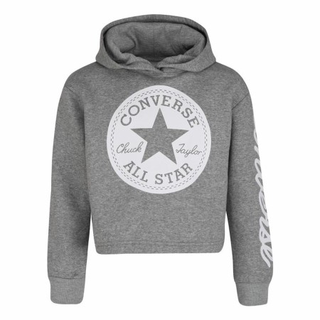 Sweat-shirt à capuche fille Converse Chuck Patch Crop Gris foncé