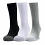 Chaussettes de Sport Under Armour Heatgear Crew Noir Blanc 3 Unités Gris