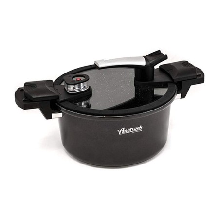 Casserole avec couvercle en verre Amercook Noire 5 L