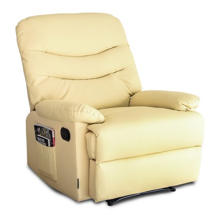 Fauteuil de Relaxation Massant Astan Hogar Manuel Crème Cuir synthétoqie