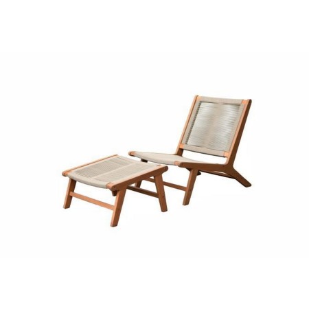 Chaise de jardin Beau Rivage Repose-pied Avec accoudoirs Corde Bois d'eucalyptus