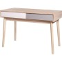 Bureau New Sofia Gris Blanc 2 tiroirs Scandinave Chêne (120 x 55 x 78 cm )