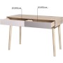 Bureau New Sofia Gris Blanc 2 tiroirs Scandinave Chêne (120 x 55 x 78 cm )