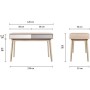 Bureau New Sofia Gris Blanc 2 tiroirs Scandinave Chêne (120 x 55 x 78 cm )