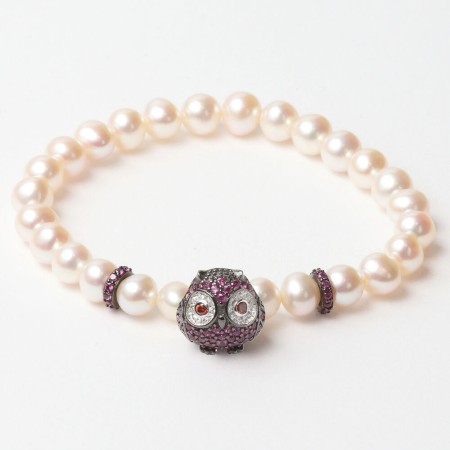 Bracelet Femme Lancaster JLA-BR-OWL-5-WH Violet Blanc Argent 925 16 mm