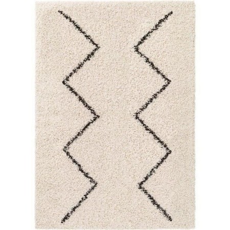 Tapis Nazar Warda Marron Crème Zigzag Berbère (150 x 220 cm)