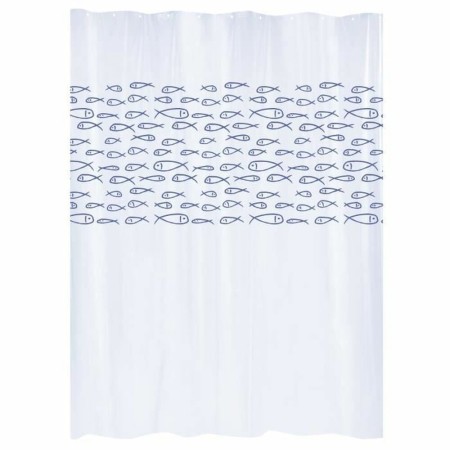 Rideau de Douche Gelco Blanc Poissons PEVA (180 x 200 cm)