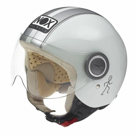 Casque Nox Argenté Blanc XS Motocyclette Jet