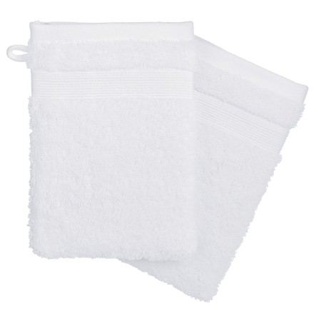 Ensemble de Serviettes Atmosphera 2 Pièces Gant Coton Blanc (15 x 21 cm)