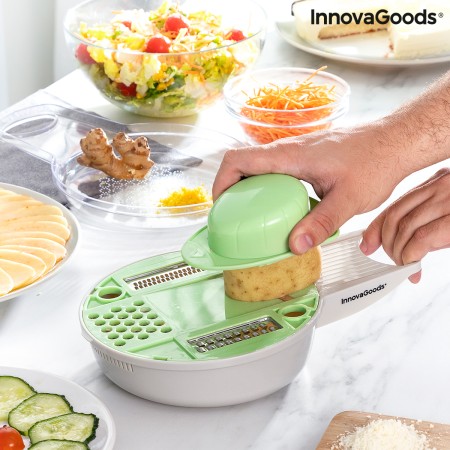 Râpe à Légumes-Mandoline Multifonction 6 en 1 avec Accessoires et Recettes Gradder InnovaGoods