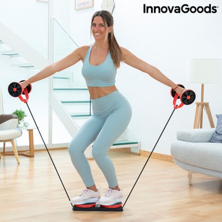 Rouleau pour Abdominaux avec Disques Rotatifs, Bandes Élastiques et Guide d'Exercices Twabanarm InnovaGoods Ergonomique (Recond