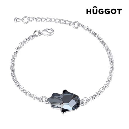 Bracelet Plaqué Rhodium Girl Hûggot Fabriqué avec des Cristaux Swarovski® (20 cm)