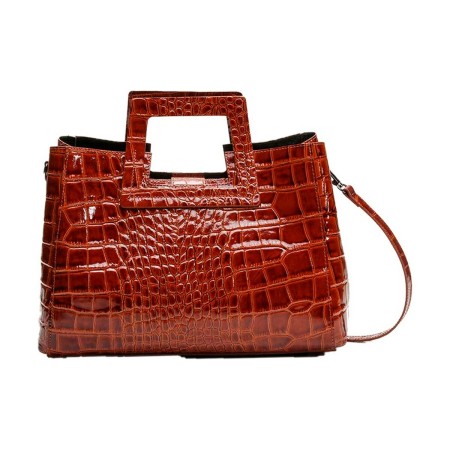 Bolso Mujer Maison Heritage JANE-CROCO Marrón (34 x 26 x 12 cm)