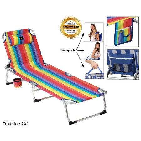 Tumbona Textiline Multicolor 185 x 57 x 26 cm