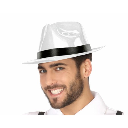 Chapeau Gangster Polyester Blanc Années 20