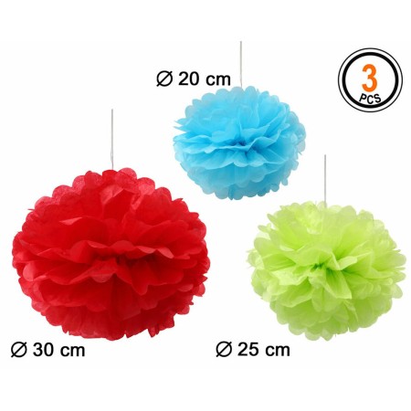 Pompons Ø 20 cm Ø 30 cm 3 Unités Multicouleur