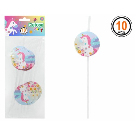 Pajita Multicolor Unicornio 10 Unidades