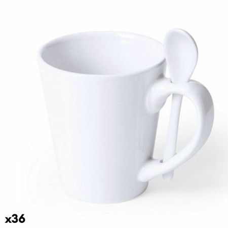 Tasse avec Cuillère Beppi 145184 Blanc (350 ml) (36 Unités)