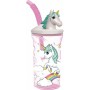 Verre avec Paille Stor Unicorn Rainbow Rose (360 ml)