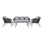 Conjunto de Sofá y Mesa DKD Home Decor MB-179039 Gris Jardín Poliéster Cuerda Aluminio (151,5 x 72 x 70 cm) (4 pcs)