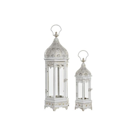 Farol DKD Home Decor Blanco Metal Cristal Dorado (2 pcs)