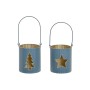 Portavelas DKD Home Decor Azul Metal (9 x 9 x 10 cm) (2 pcs)