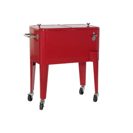 Nevera DKD Home Decor Rojo Con ruedas Acero PP (56 L) (74 x 43 x 80 cm)