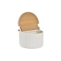 Salero con Tapa DKD Home Decor Natural Porcelana Blanco Bambú (12 x 10 x 11 cm)