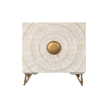 Table de Nuit DKD Home Decor Doré Métal Blanc Bois de manguier (50 x 40 x 50 cm)