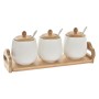 Salsera DKD Home Decor Soporte Salsera x 3 Porcelana Bambú 4 Piezas (31 x 9 x 6,5 cm)