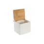 Salero con Tapa DKD Home Decor Natural Porcelana Blanco Bambú (10,5 x 9 x 9 cm)