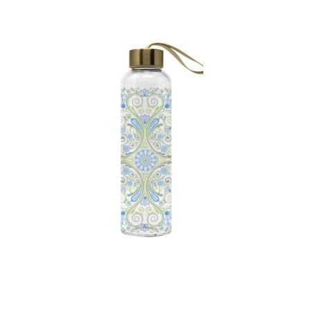 Botella DKD Home Decor Azul Acero Inoxidable Verde Vidrio de Borosilicato (6,5 x 6,5 x 23 cm) (550 ml) (3 Unidades)