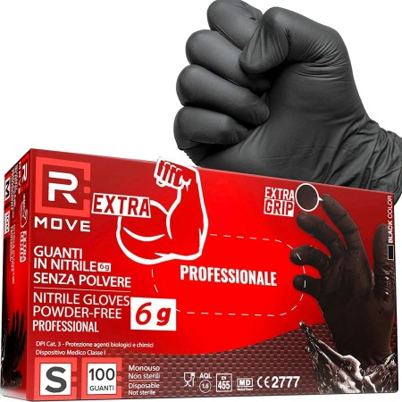 Gants Jetables Extra Noir Nitrile S (Reconditionné A)