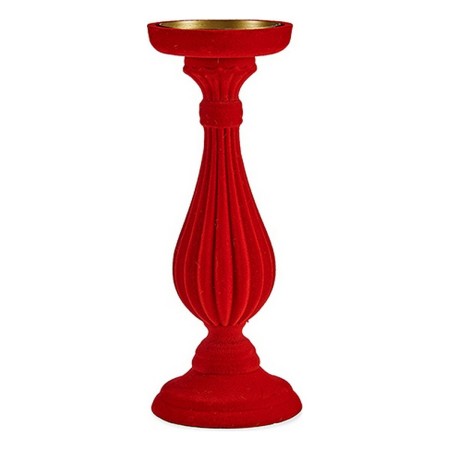 Candelabro Navidad Rojo Madera Terciopelo (11 x 11 x 27,8 cm)