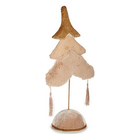Sapin de Noël Polaire Beige Doré Bois Polyester (12 x 43 x 22 cm)